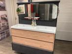SHOWROOMOPRUIMING: Wastafelset 140 cm met spiegel, Ophalen, 100 tot 150 cm, 1 of 2 laden, Anneke@morssink-bouwmaterialen.nl