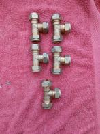 Knelkoppeling T stuk 5 stuks 15mm, Ophalen of Verzenden, Nieuw, Koper, Overige typen