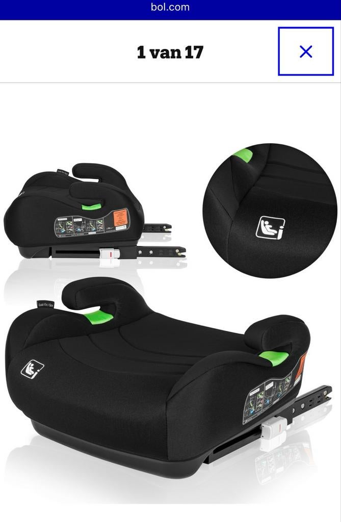 2x Lionelo Luuk FIX i-Size Zitverhoger ISOFIX 22-36 kg, Kinderen en Baby's, Autostoeltjes, 22 t/m 36 kg, Nieuw, Zijbescherming