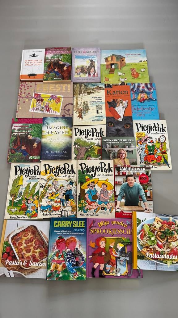 Grote verzameling diverse boeken (kinderboeken, kookboeken,, Ophalen, Gelezen