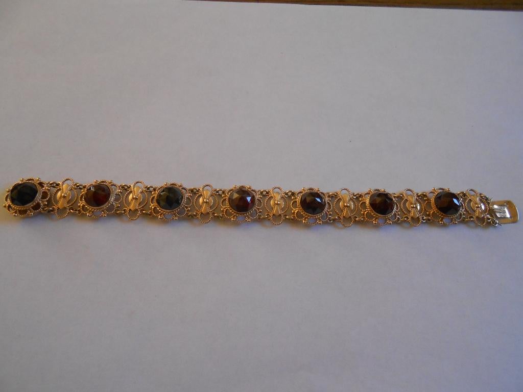 Vintage gouden armband, Sieraden, Tassen en Uiterlijk, Armbanden, Ophalen of Verzenden, Zo goed als nieuw, Met edelsteen, Goud