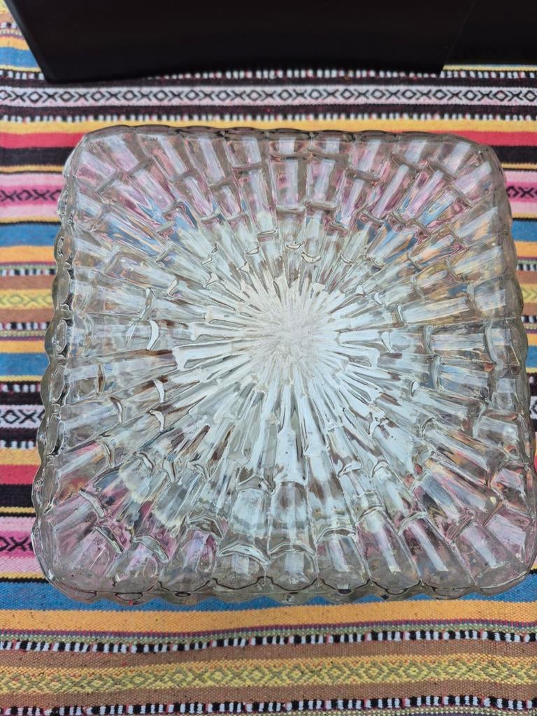 Vintage IJsglas Plafondlamp/Wandlamp - Mid-Century Modern, Ophalen of Verzenden