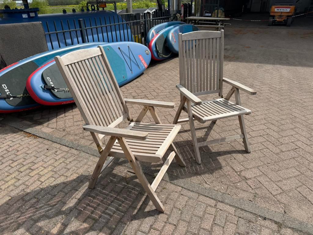 Teakhout stoelen , teakstoelen, vouwstoel, Ophalen of Verzenden, Zo goed als nieuw, Teakhout, Verstelbaar