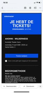 Anohni Carré concert 15 april 2026, Tickets en Kaartjes, Twee personen, April