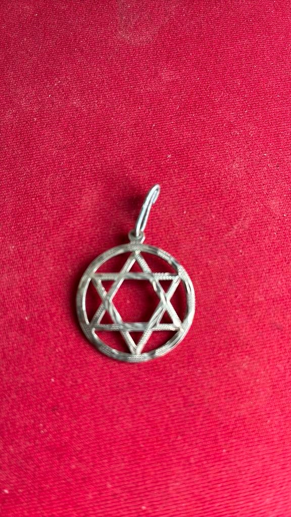 925 sterling zilver hanger Magan David ster, Gebruikt, Ophalen of Verzenden, Kruis of Symbool, Zilver