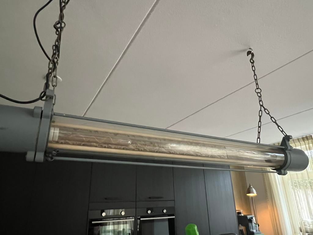 Industriele lamp - bunkerlamp - vintage, Ophalen, Gebruikt, 75 cm of meer