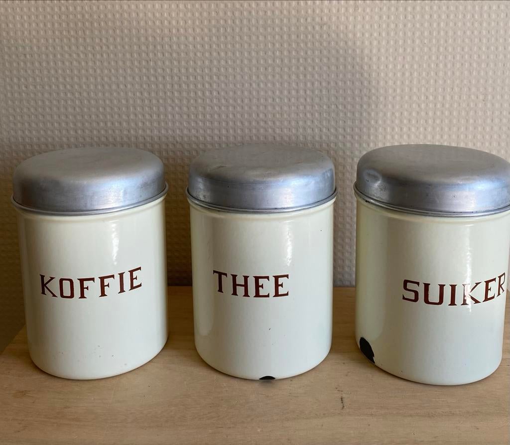 Vintage emaille voorraadpotten, Ophalen of Verzenden