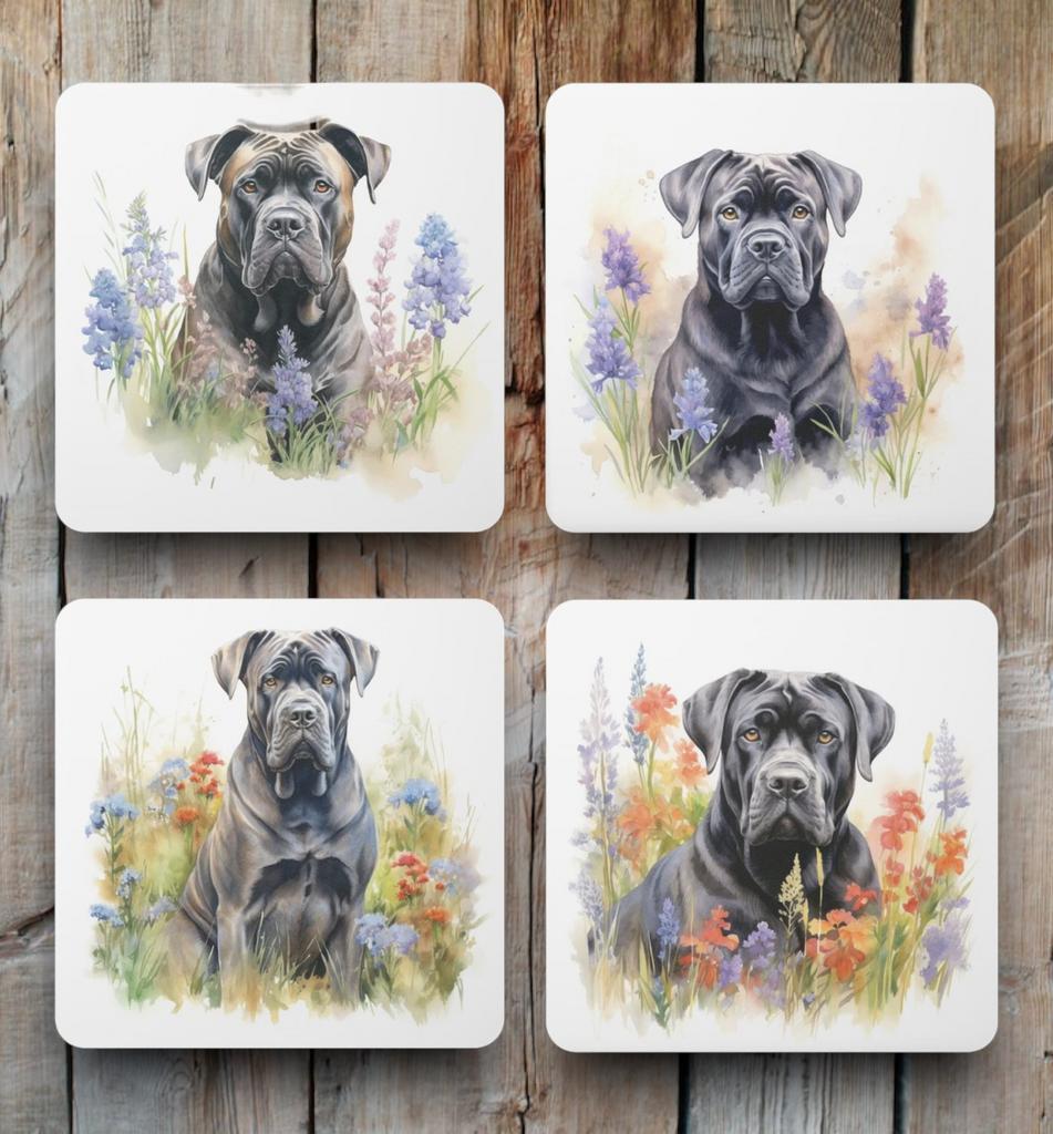 Cane Corso Aquarel onderzetters met houder, Ophalen of Verzenden, Nieuw, Glas of Kopje