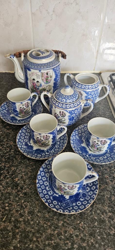 Vintage Chinees thee servies, Ophalen, Gebruikt, Overige stijlen, Porselein