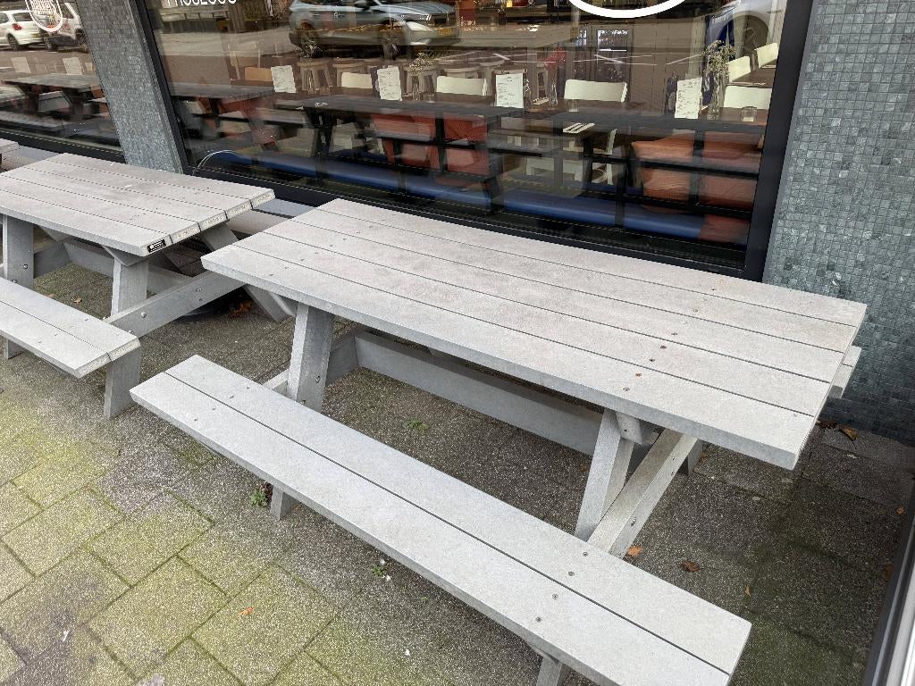 Stevige Picknicktafels 4x, Tuin en Terras, Picknicktafels, Gebruikt, Rechthoekig, Overige materialen, Ophalen