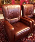 2 Fauteuils leren stoelen klassiek bruin vintage, Ophalen, Gebruikt, 50 tot 75 cm, Leer