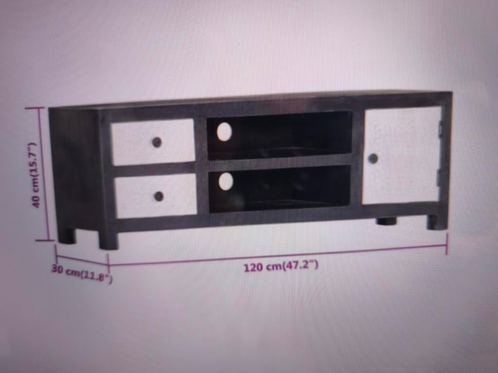 Tv-meubel handgemaak 120x30x40 cm massief mango grijs €49,00, Teakhout, Nieuw, Ophalen of Verzenden, Minder dan 100 cm