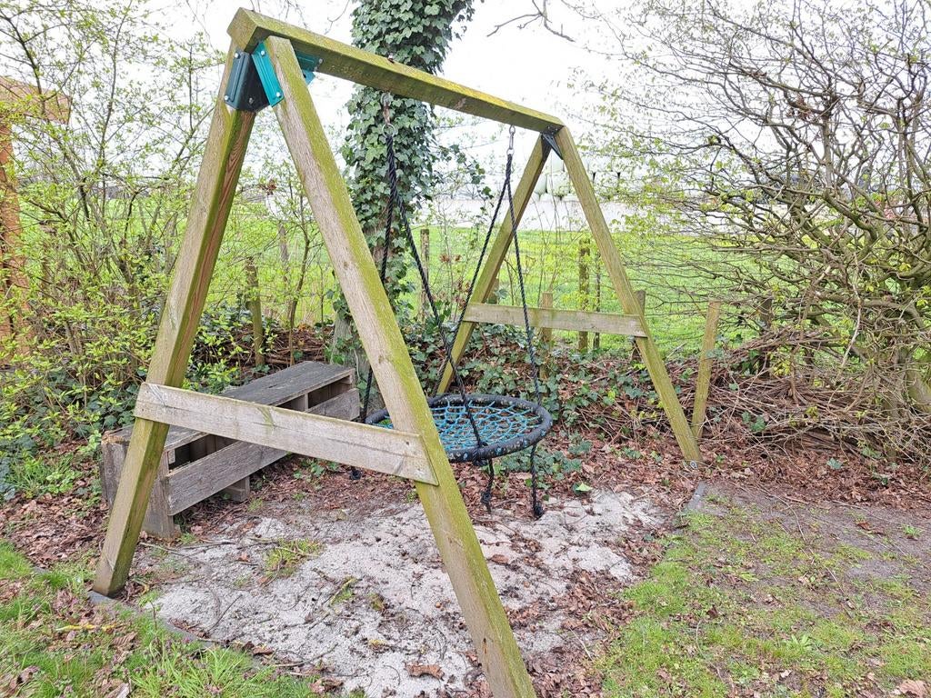 Houten schommel met nestschommel, Ophalen, Gebruikt, Schommel