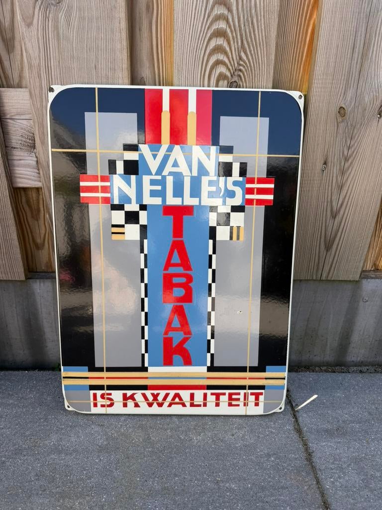 Van Nelle’s Tabak emaille reclamebord, Verzamelen, Reclamebord, Gebruikt, I, Ophalen of Verzenden