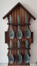 vintage tinnen lepelset met houten rekje, volgnr 3, Antiek en Kunst, Ophalen of Verzenden