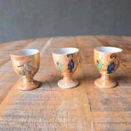 Drie eierdopjes met handgeschilderde figuren, Ophalen of Verzenden