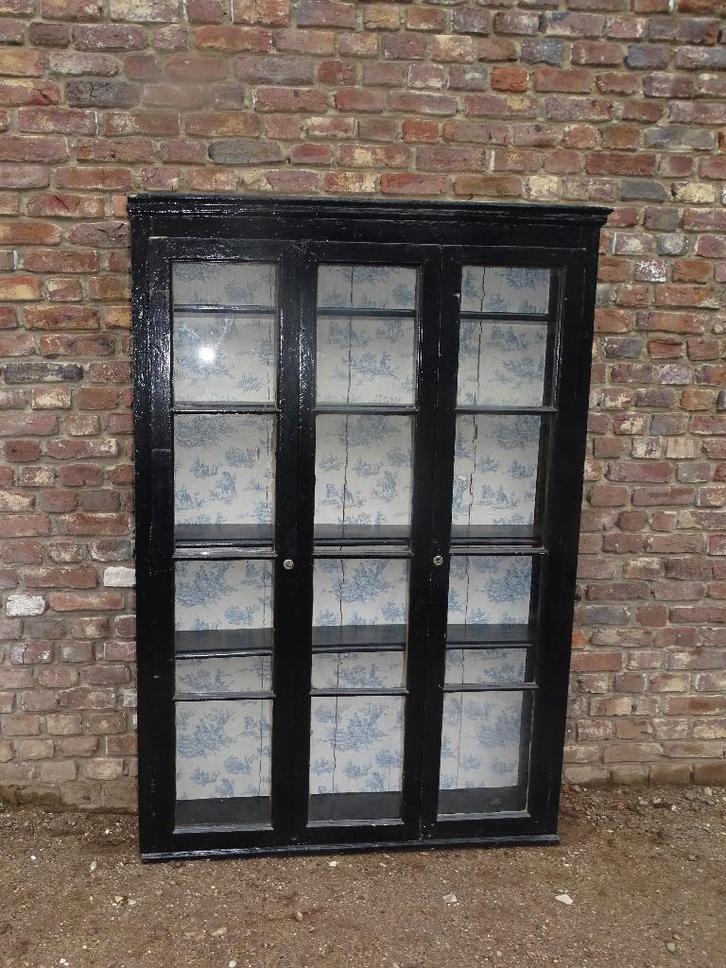 oude houten vitrinekast vitrine kast, Antiek en Kunst, Curiosa en Brocante, Ophalen