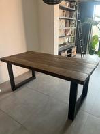Robuuste Industriële Eettafel - Oud Hout & Stalen U-poten, Ophalen, Gebruikt, 50 tot 100 cm, Vijf personen of meer