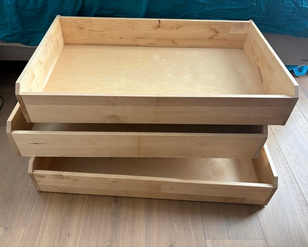 3x Ikea Pax lades hout, Ophalen, 50 tot 100 cm, Zo goed als nieuw, 3 of 4 laden