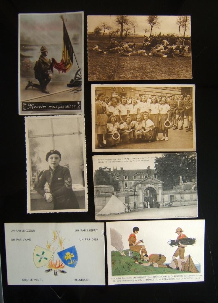 7 scouting padvinders ansichtkaarten België WOI e.a., Verzamelen, Scouting, Gebruikt, Overige typen, Verzenden
