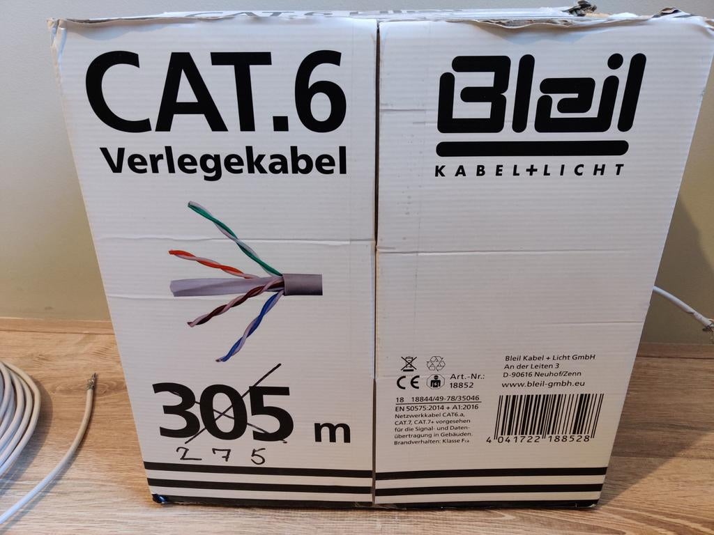 Bleil CAT 6 S/FTP Netwerkkabel - 238m, 250MHz, 24AWG, Ophalen of Verzenden