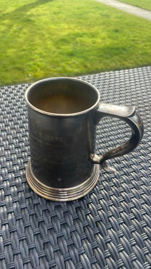 Zilveren Heineken pul met inscriptie, Ophalen of Verzenden, Zilver