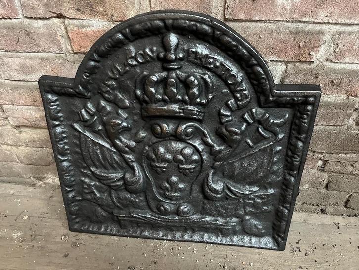 Antieke Gietijzeren Franse Haardplaat, Huis en Inrichting, Haarden, Gebruikt, Overige soorten, Ophalen