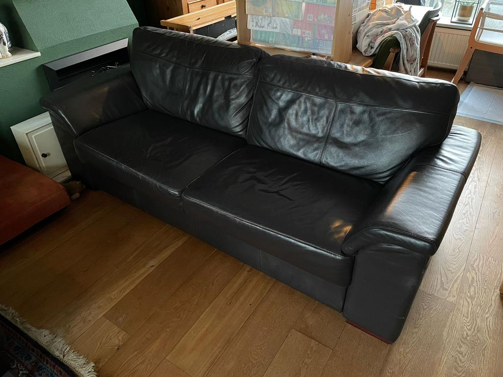 Leren bank - gratis op te halen, Ophalen, Gebruikt, Rechte bank, 200 tot 250 cm