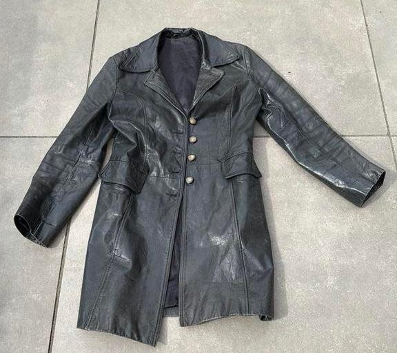 Zwarte leren jas maat 40, Ophalen, Zo goed als nieuw, Maat 38/40 (M), Zwart