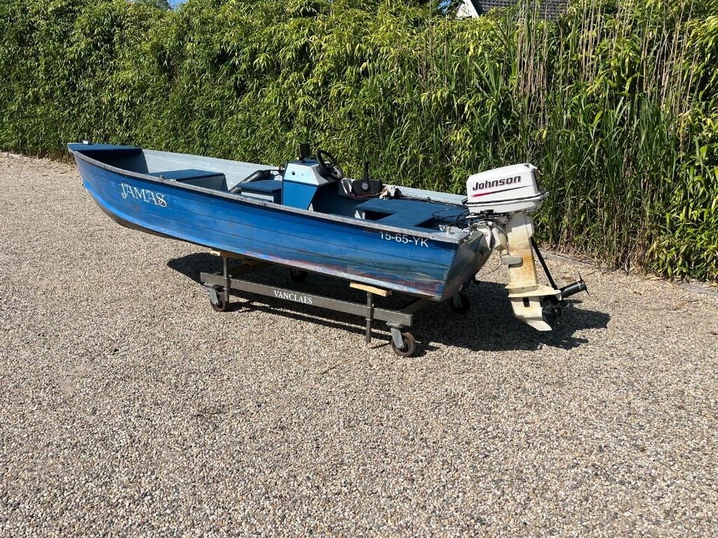 Aluminium visboot met benzine en elektromotor, Ophalen, 10 tot 30 pk, Gebruikt, Aluminium