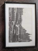 Mooie prent in lijst Amsterdam Centraal rond 1900, Antiek en Kunst, Ophalen of Verzenden
