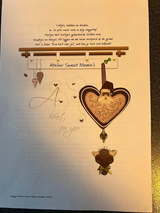Patroon A Heart for You, Atelier Sweet Moonie’s., Ophalen of Verzenden, Zo goed als nieuw, Boek of Patroon