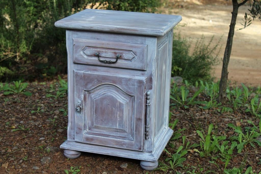 Brocante - Stevig bijzetkastje in whitewash!, Ophalen, Hout, Wit, Gebruikt