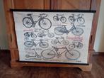 Mooie grote oude schoolplaat van oude fietsen., Verzamelen, Ophalen, Gebruikt, Reclamebord