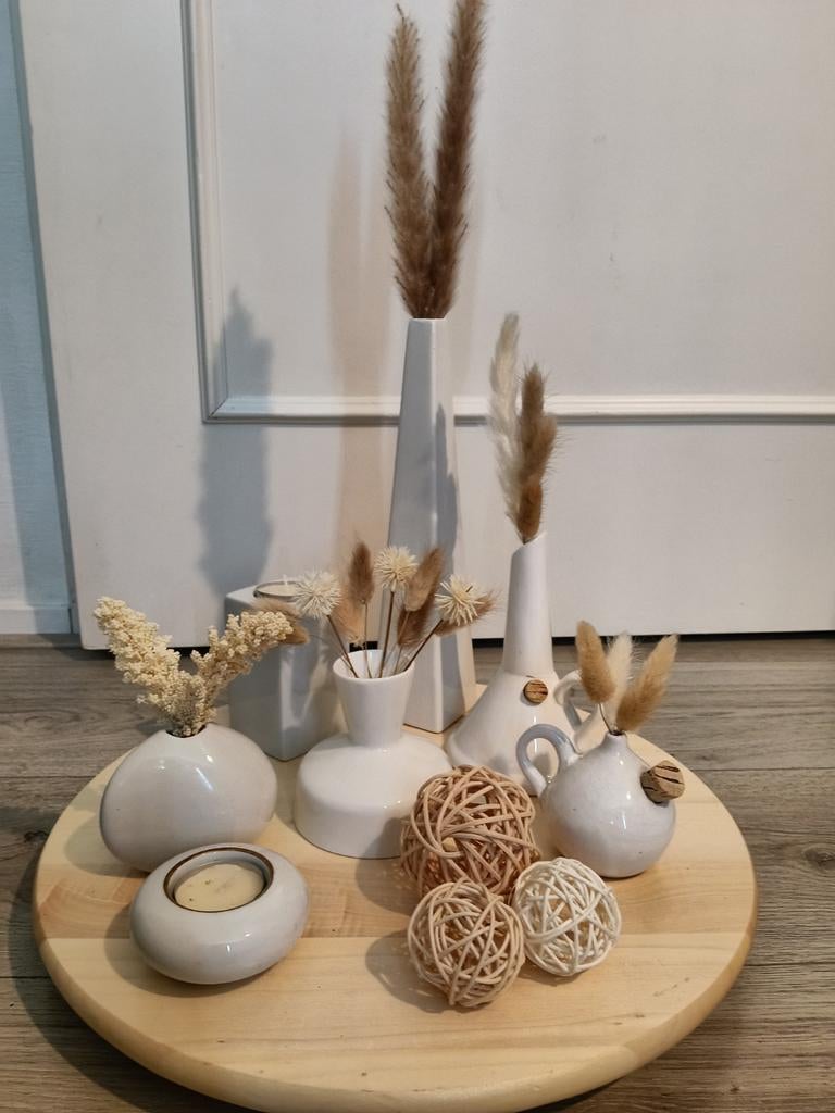 Houten draaiplateau met diverse accessoires, Ophalen of Verzenden, Zo goed als nieuw