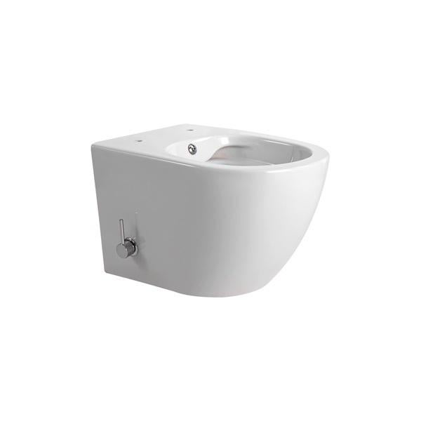 Wandcloset Darlo met bidet koud/warm en toiletbril, wit, Verzenden, Nieuw, Rvs, Toilet