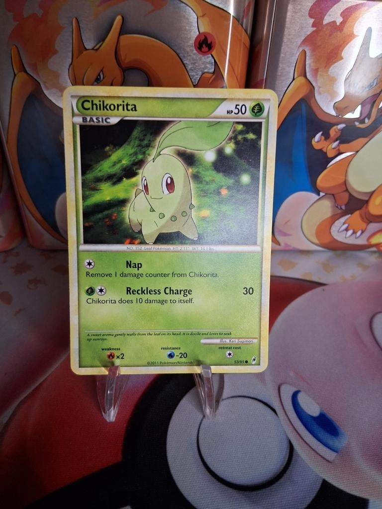 Chikorita HGSS Pokémon Kaart - HP50 Basic (2011), Ophalen of Verzenden, Gebruikt, Losse kaart