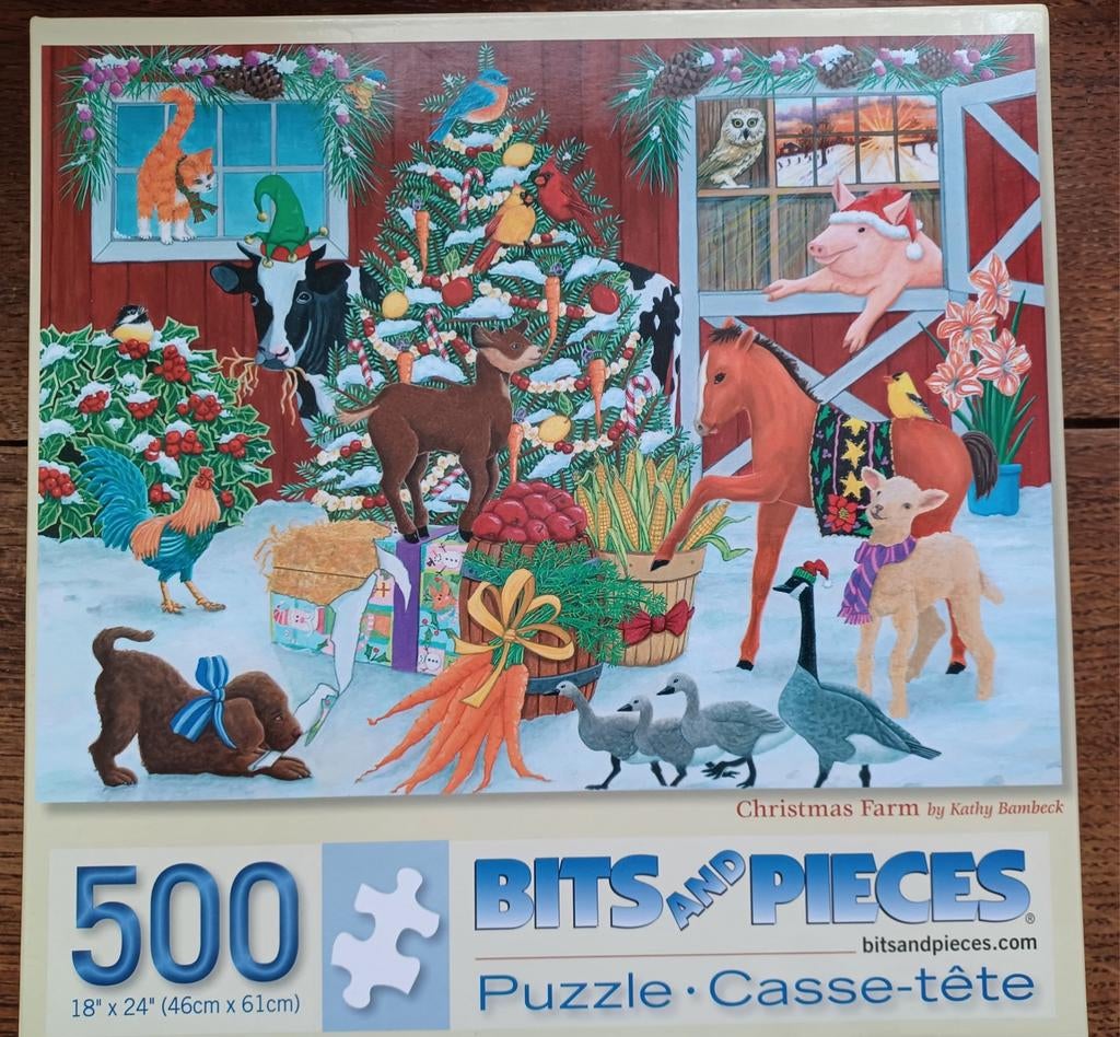 Bits and Pieces Christmas farm puzzel 500 stukjes, Ophalen, 500 t/m 1500 stukjes, Gebruikt, Legpuzzel
