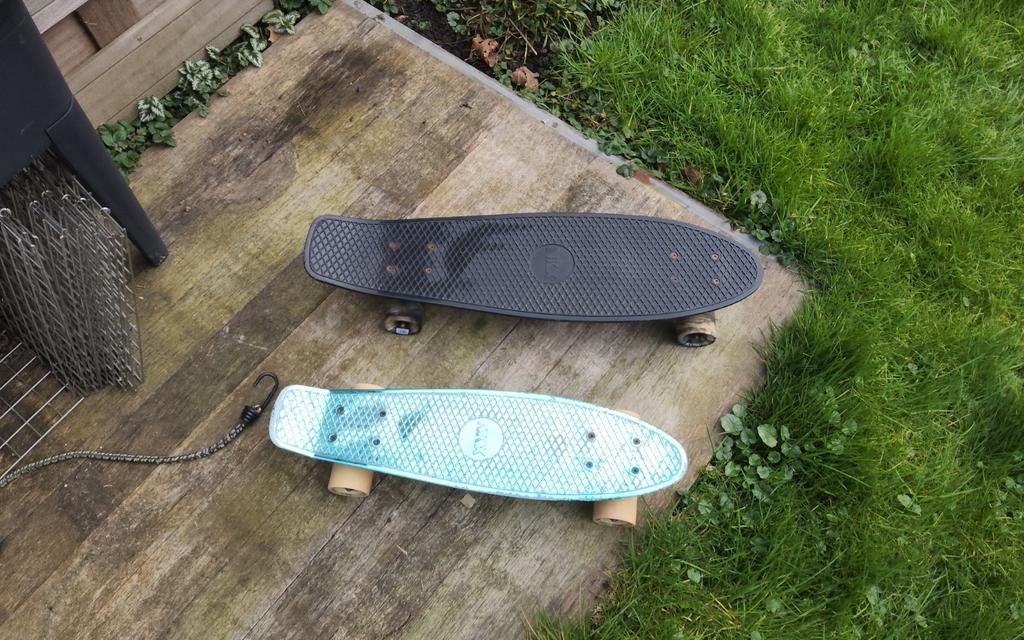 2 NKX Penny Boards - Zwart & Metallic Blauw, Sport en Fitness, Skateboarden, Ophalen of Verzenden, Gebruikt, Skateboard