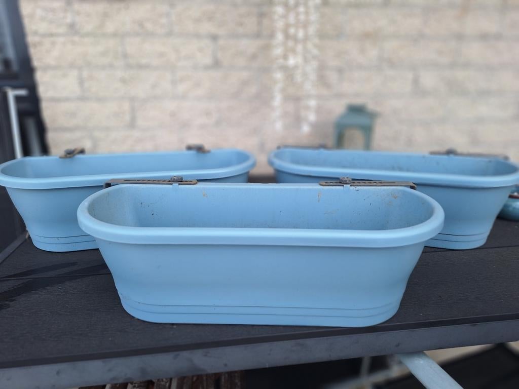 3 hang plantenbakken merk elho, Ophalen, Rond, Kunststof, Minder dan 30 cm