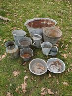 Partij zinkwerk voor bloembakken bloempotten, Ophalen of Verzenden, Rond, Kunststof, Minder dan 30 cm