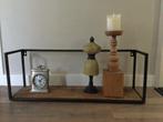 Wandplank, boekenplank, zwart metaal en teakhout 90x17x25 cm, Ophalen of Verzenden, Zo goed als nieuw