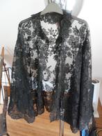 Antieke zwart kanten cape ca. 1900, Frans Calais kant, zgan, Antiek en Kunst, Verzenden, Dames, Antieke pellerine