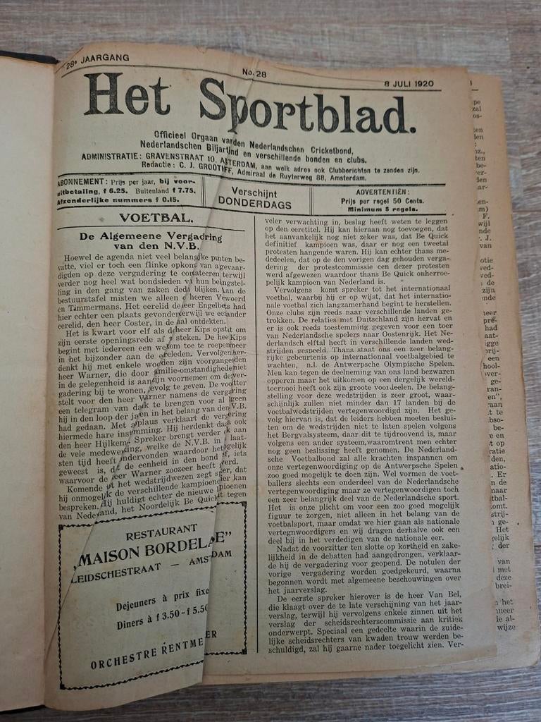 Het Sportblad - 8 Juli 1920, Verzenden, Gelezen