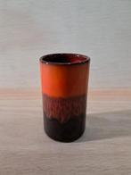 Retro vaasje oranje bruin keramiek, Ophalen of Verzenden