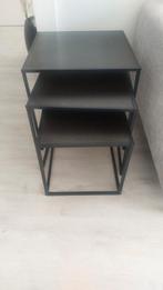 Set van 3 zwarte bijzettafels, 50x50x50 cm, Minder dan 55 cm, Gebruikt, Metaal of Aluminium, Vierkant
