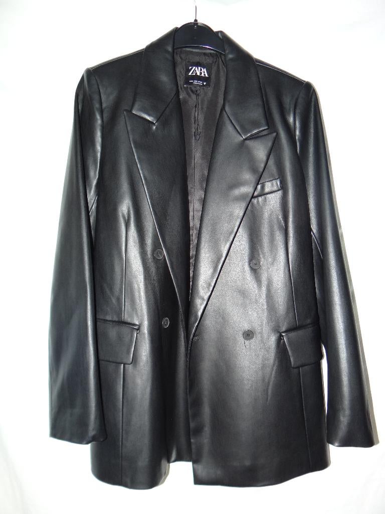 Leuke zwart nep leren ZARA jas/colbert, Nieuw, Jasje, Ophalen, Maat 38/40 (M)