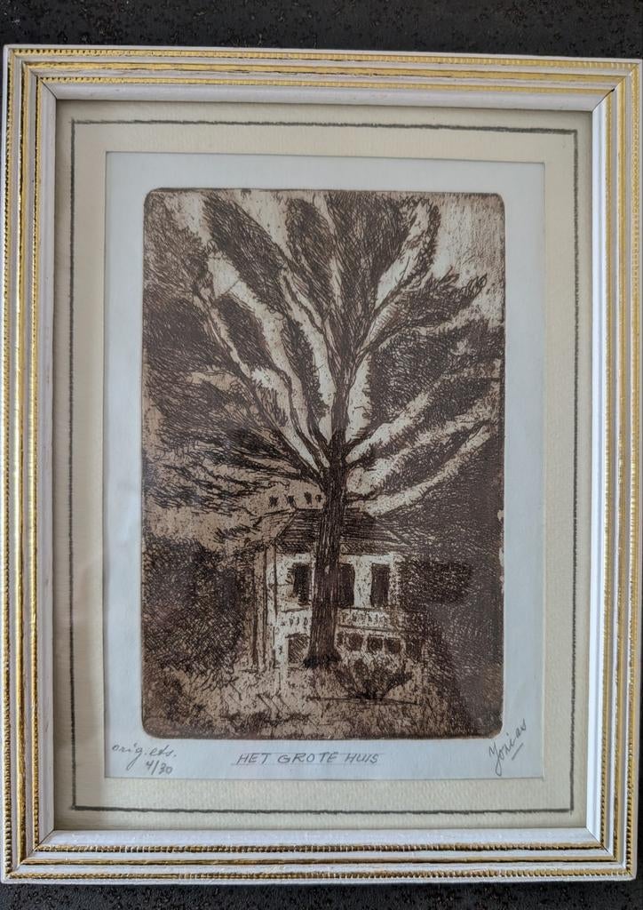 Mooie Ets " het grote huis" rek5, Ophalen of Verzenden
