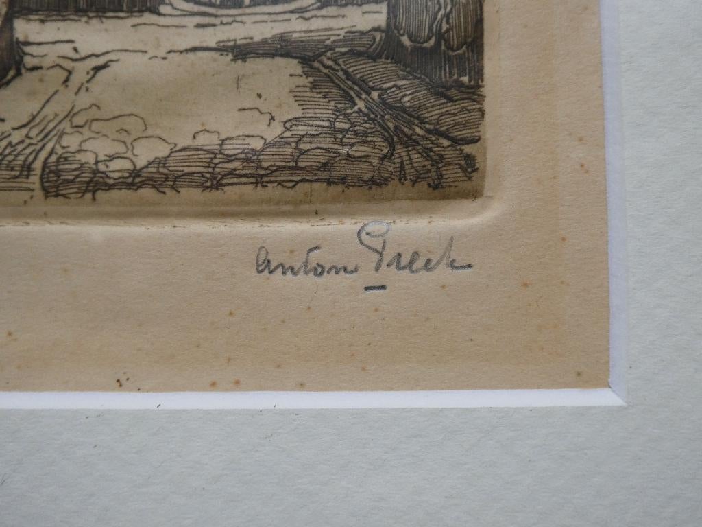 Anton Pieck originele ets Straatje Zalt-Bommel Zaltbommel, Ophalen of Verzenden