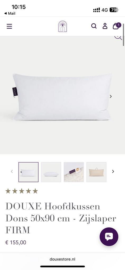 Douxe hoofdkussen dons, Huis en Inrichting, Slaapkamer | Beddengoed, Nieuw, Kussen, Eenpersoons, Wit, Verzenden